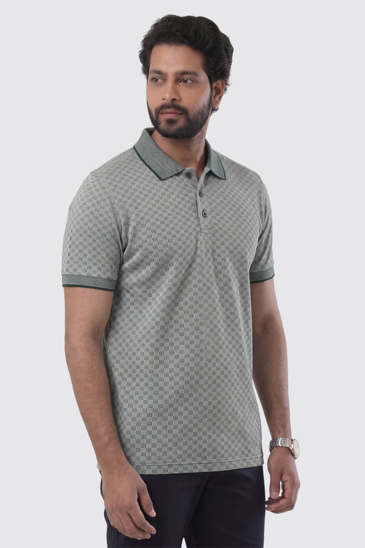 Casual Micro Pattern Polo T-Shirt for Men