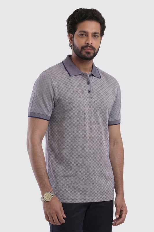 Mens Navy Blue Printed Polo T-Shirt Ariser