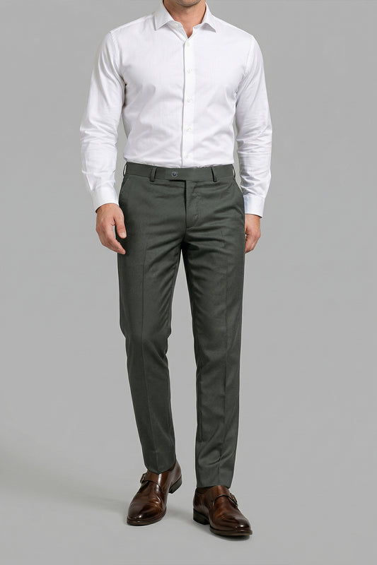 Urban Moss Green stretchable formal trousers for men