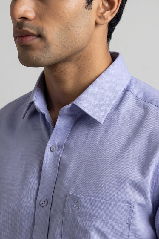 Italian Dobby - Pastel Blue Embossed Line Formal Shirts for Men | Ariser
