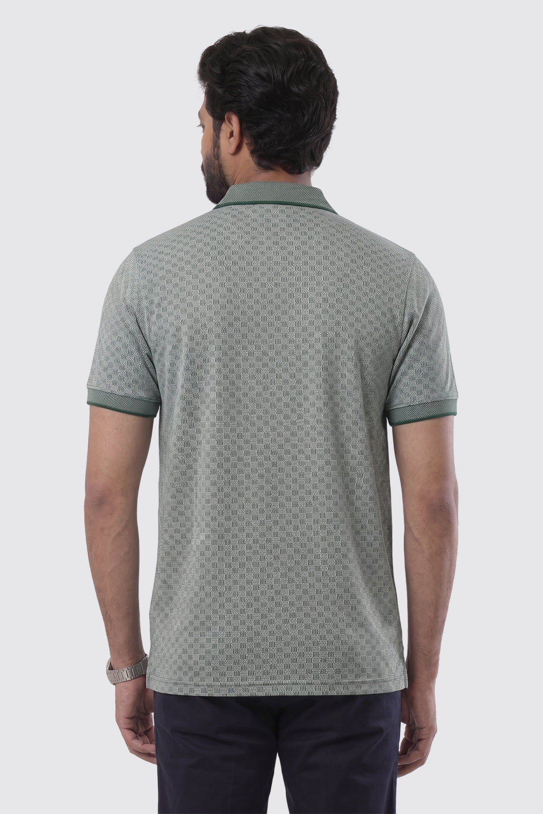 Dark Green Micro Pattern T-Shirt for Men