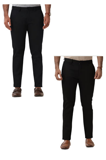 Monaco - Black and Soft Black Pack of 2 Trousers For Men | Ariser