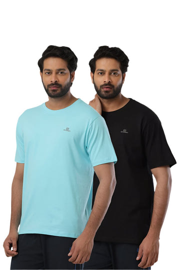 Round Neck - Pastel Green and Black Solid T-Shirt Pack Of 2 Combo For Men | Ariser