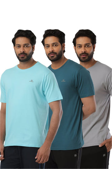 Round Neck -  Solid T-Shirt Pack of 3 Combo For Men | Ariser