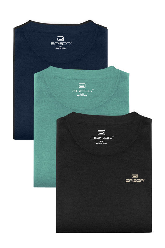 Round Neck - Solid T-Shirt Pack Of 3 Combo For Men | Ariser