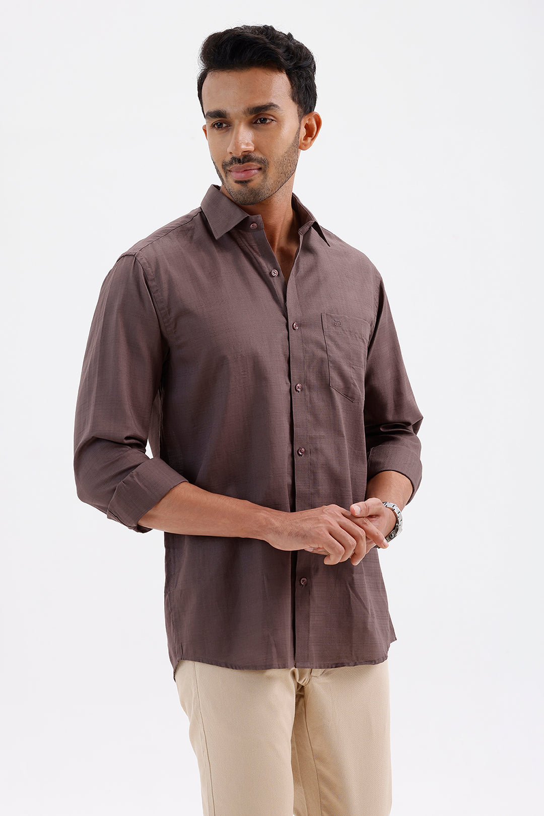 Stylish Driftwood Brown Amalfi Men's Formal Shirt