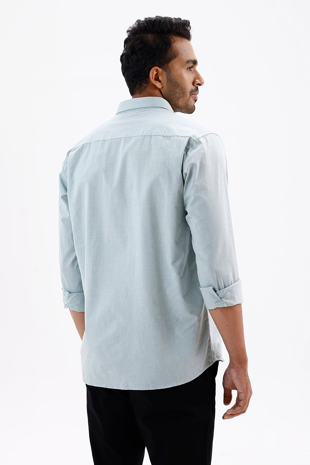 Azure Men's Mist Grey Cotton Formal Shirt