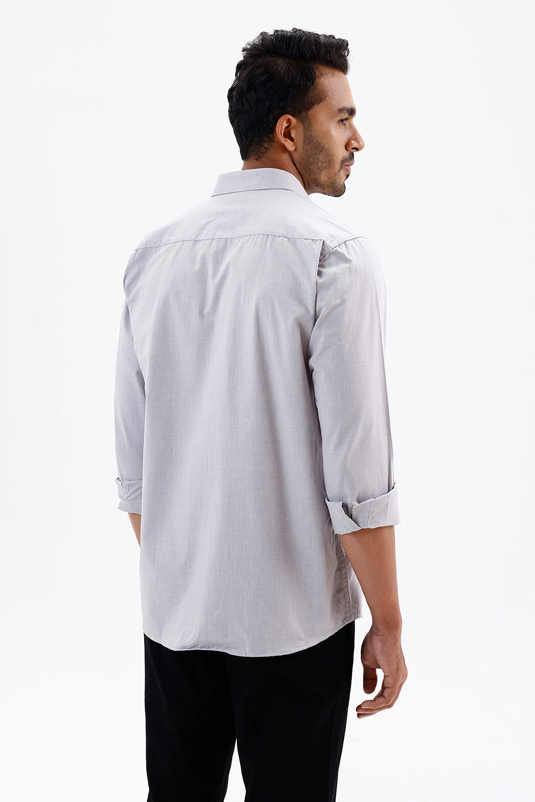 Azure Men's Steel Gray Cotton Formal Shirt