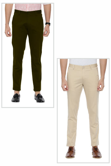 Bronx Chinos - Light Tan and Dark Brown Pack of 2 Trousers For Men | Ariser