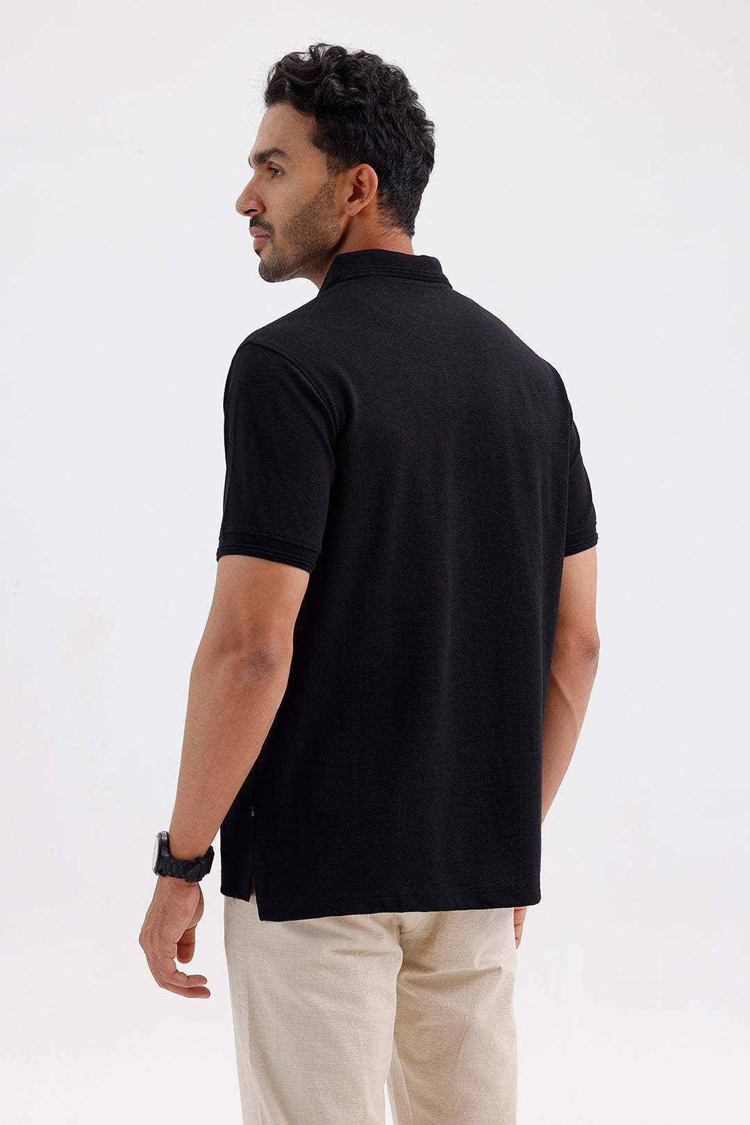 Canton Polo Men's Stone Black Cotton T-Shirt
