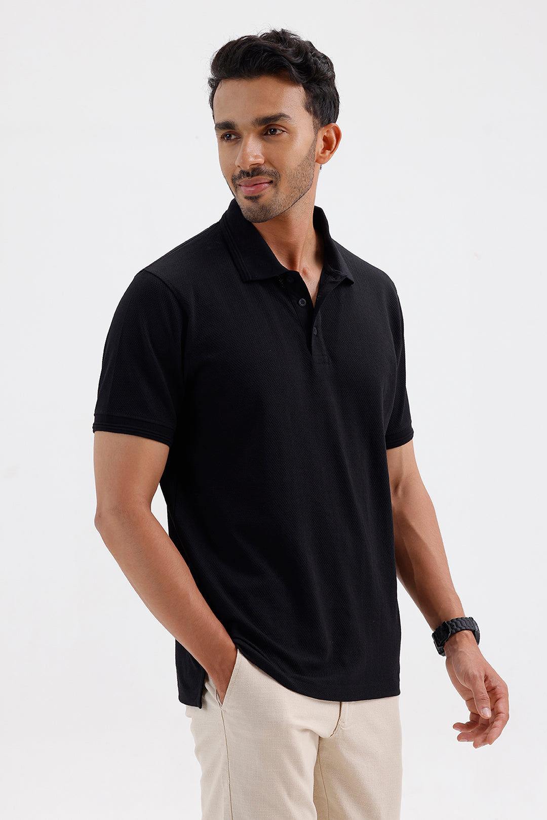 Stylish Stone Black Canton Polo Men's T-Shirt