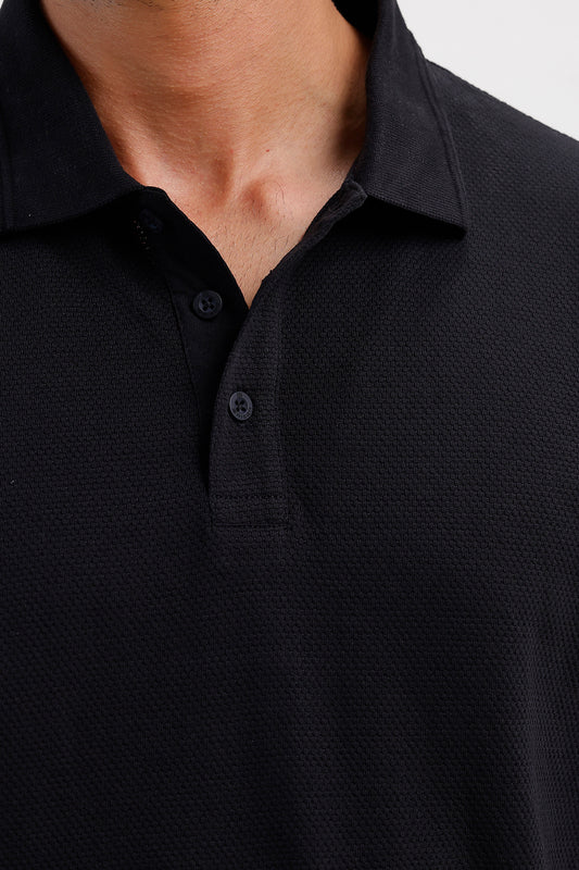 Stone Black Polo T-Shirt for Men by Canton Polo