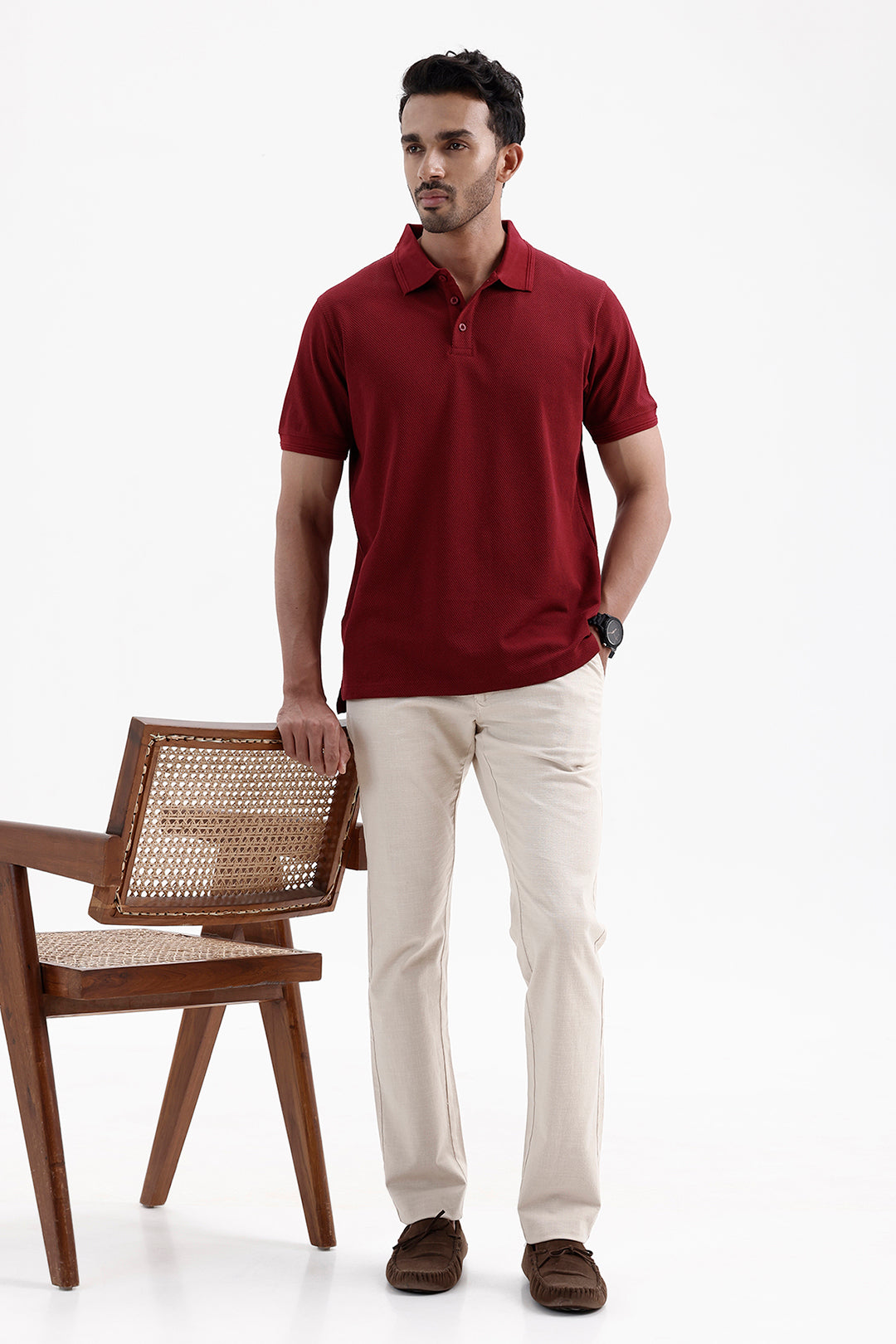 Men's Solid Ruby Red Canton Polo T-Shirt