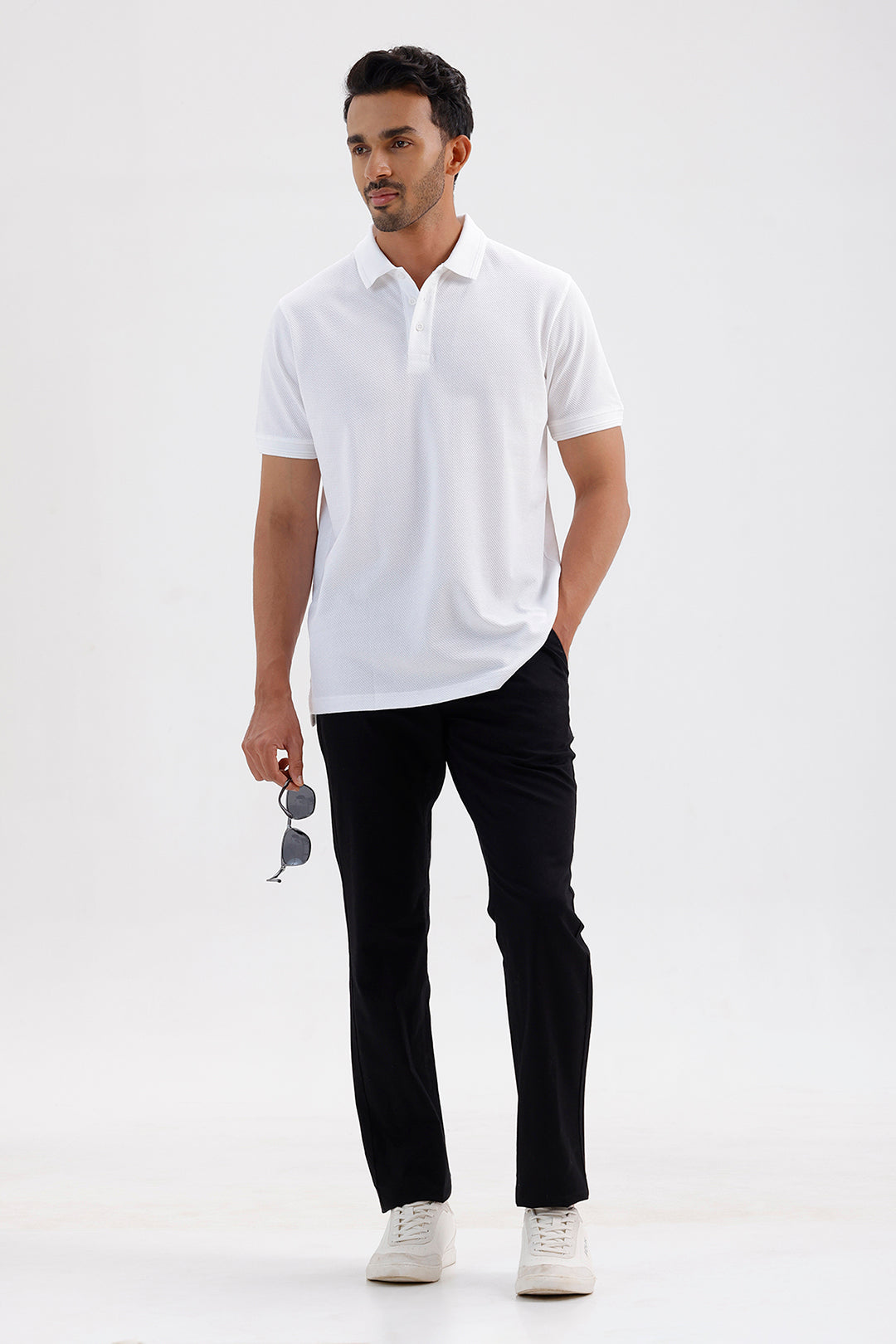 Premium Cloud White Polo Neck T-Shirt for Men
