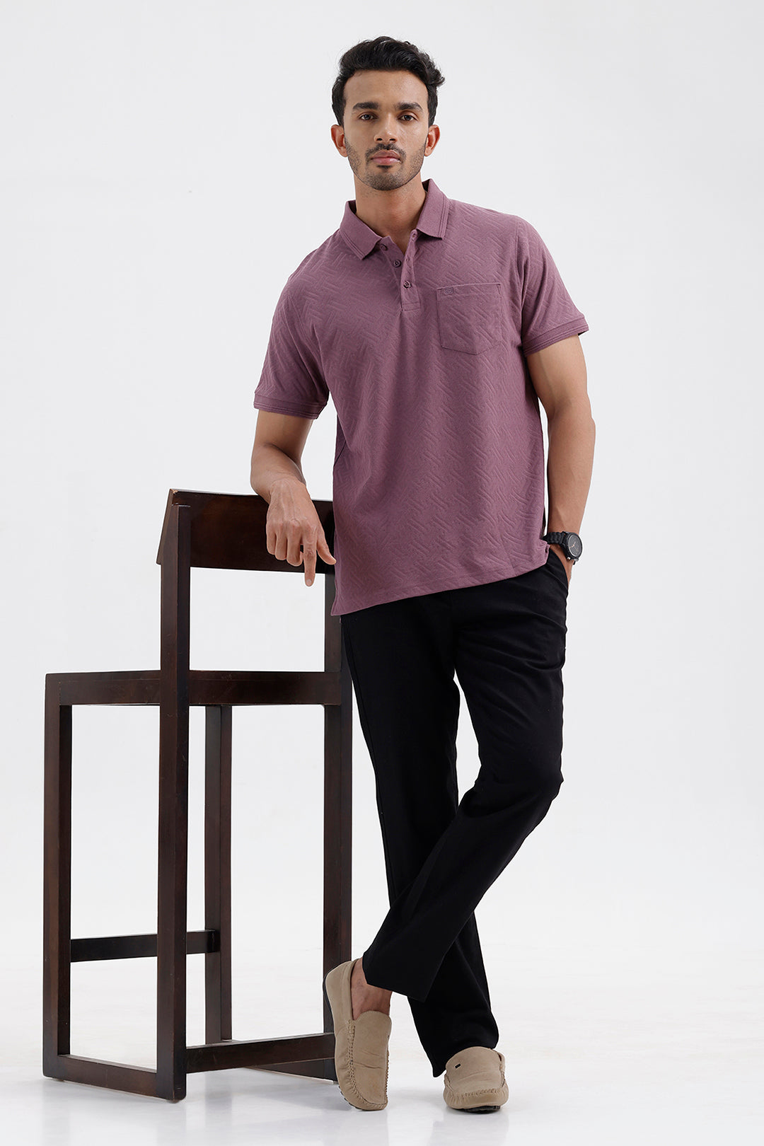 Men's Solid Mulberry Mist Clark Polo T-Shirt