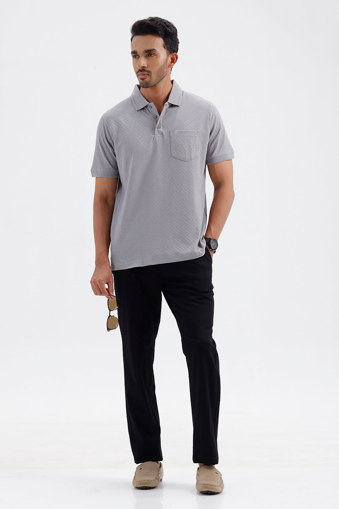 Clark Polo Men's Platinum Gray Cotton T-Shirt