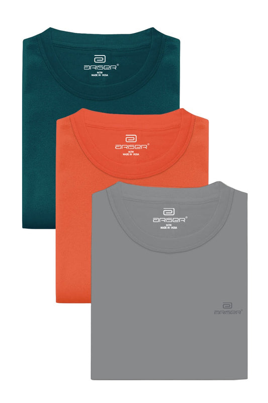 Round Neck -  Solid T-Shirt Pack Of 3 Combo For Men | Ariser