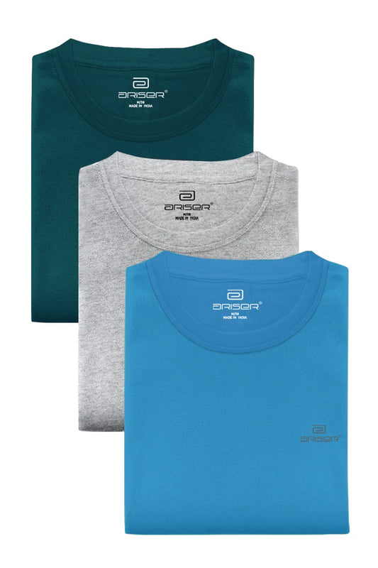 Ariser Cotton Rich Blend Round Neck Solid T-Shirt Combo - 90 (Pack of 3)