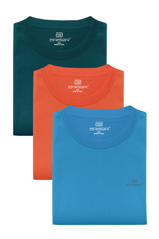 Ariser Cotton Rich Blend Round Neck Solid T-Shirt Combo - 93 (Pack of 3)