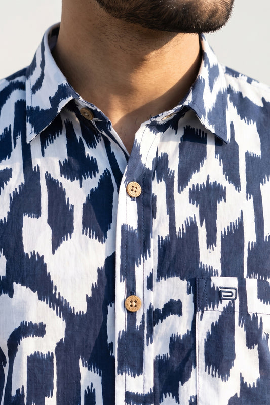 Congo - Navy Blue Printed Shirts For Men | Ariser