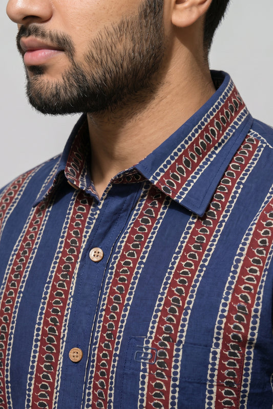 Congo - Classic Blue Printed Shirts For Men | Ariser