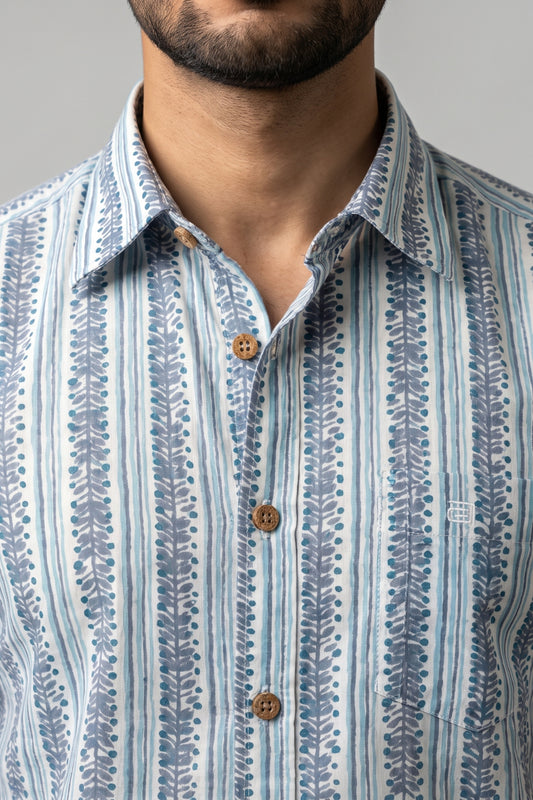 Congo - Light Blue Printed Shirts For Men | Ariser