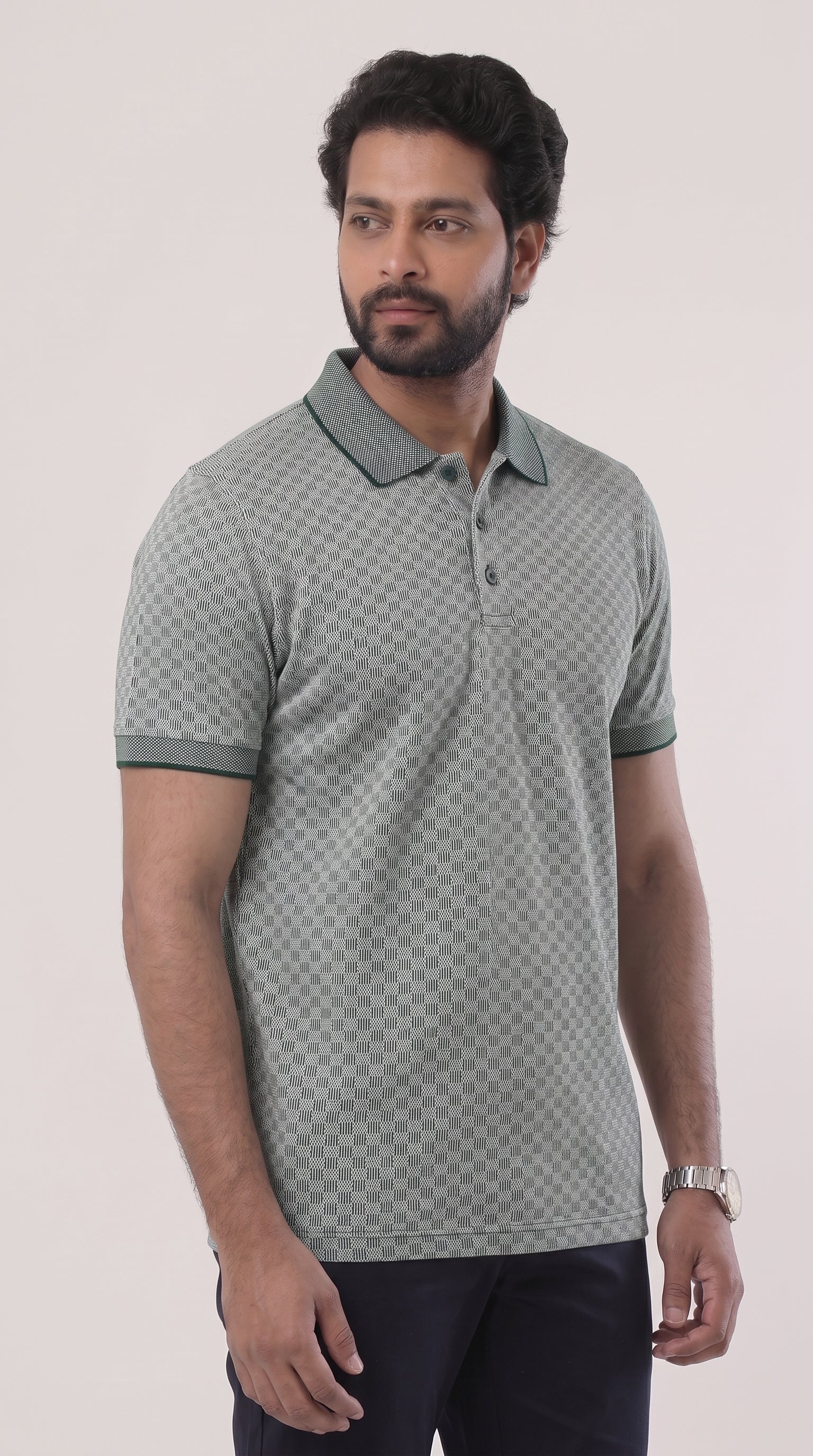 Casual Micro Pattern Polo T-Shirt for Men