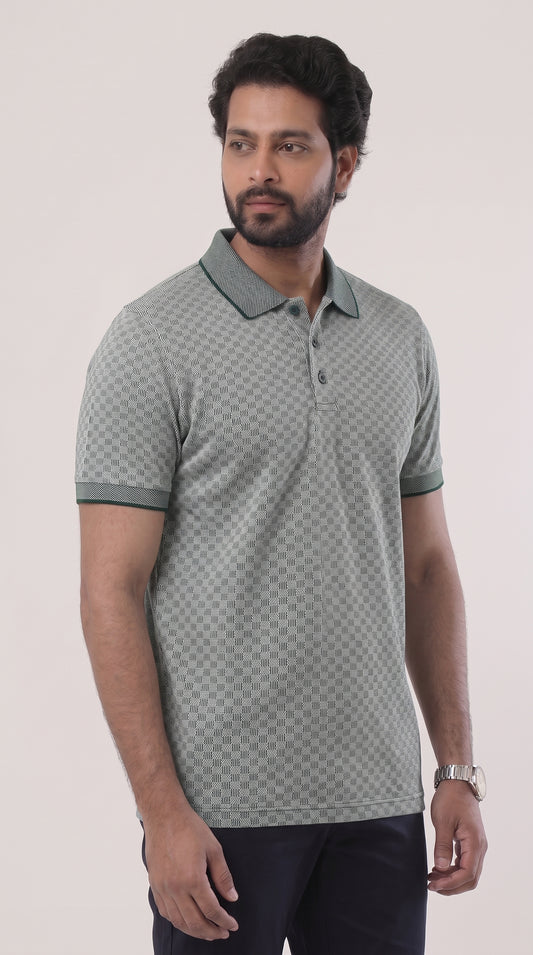 Casual Micro Pattern Polo T-Shirt for Men