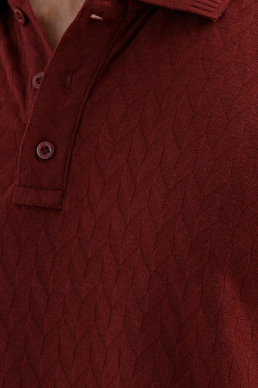 Royal Maroon & Light Grey Polo T-Shirt Trouser