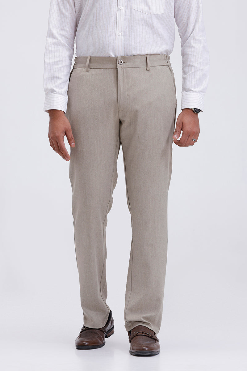 Men’s natural sand office wear stretch trousers
