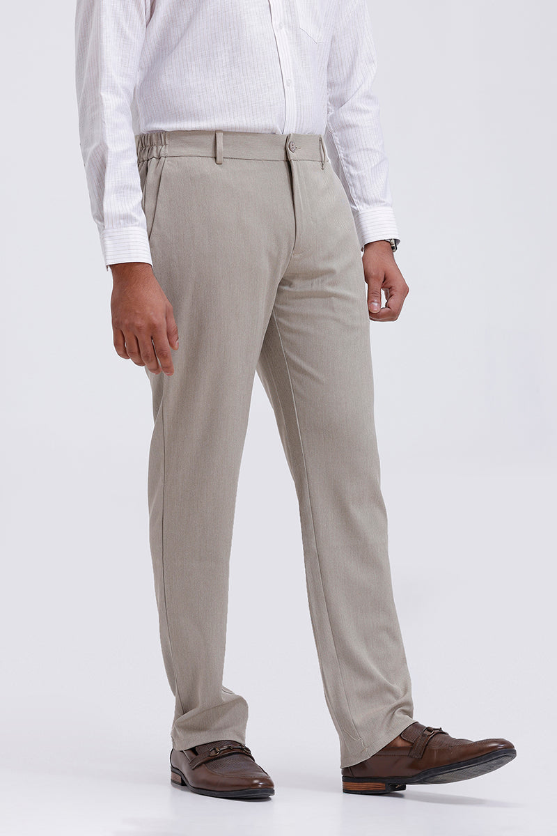 Flexi fit men’s formal trousers in natural sand