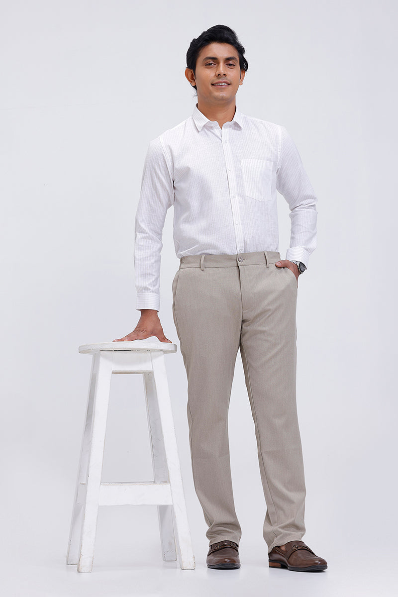 Comfort stretch natural sand trousers for men