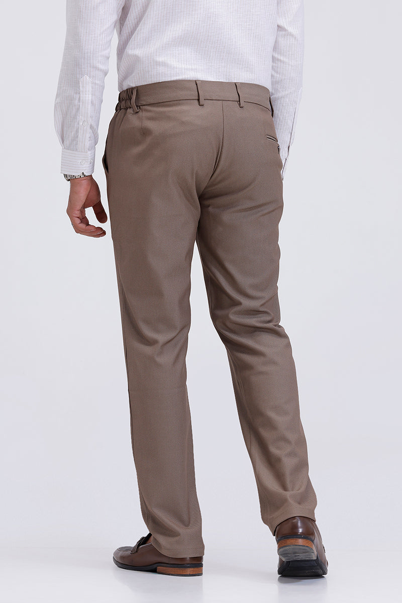 Mocha brown breathable stretchable trousers for men