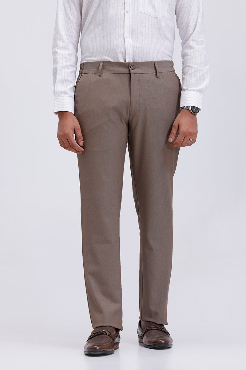 Ariser mocha brown stretch fabric trousers for men