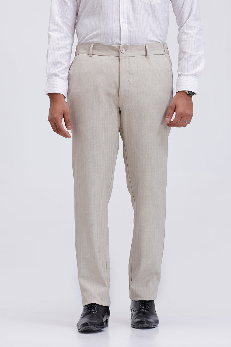 Comfort stretch beige trousers for men formal wear