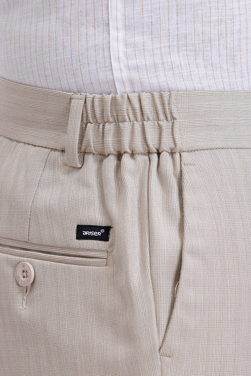 Formal trousers beige color flexi fit for men