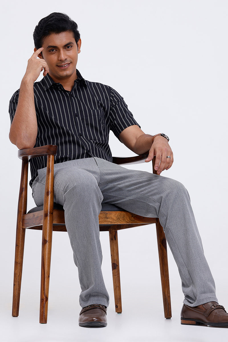 Men’s deep gray office wear stretch trousers