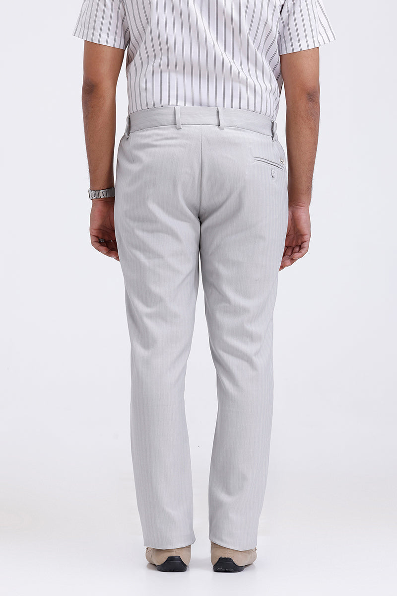Light gray slim fit stretch trousers for men