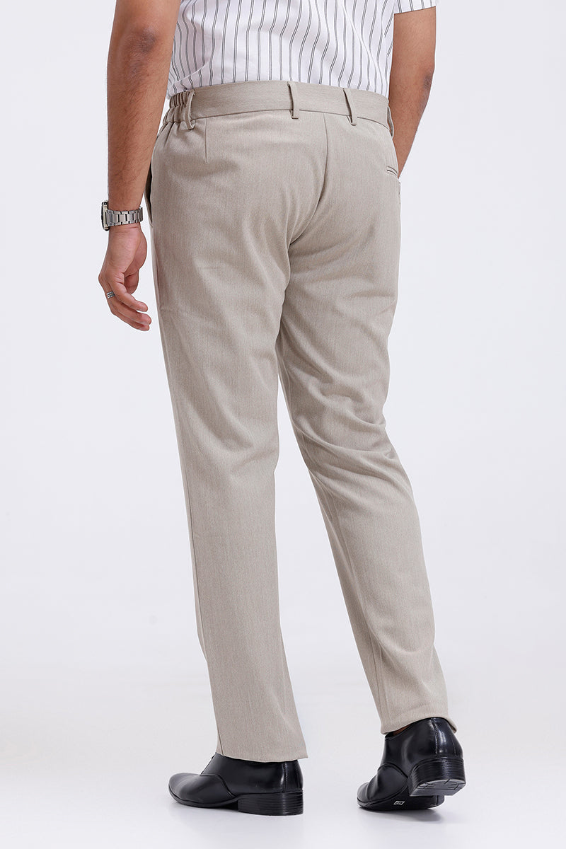 Flexi fit men’s formal trousers in cream beige