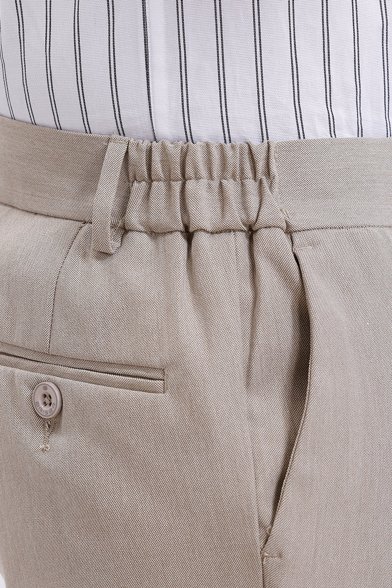 Ariser cream beige stretch fabric trousers for men