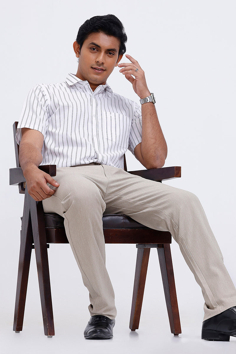 Comfort stretch cream beige trousers for men formal wear