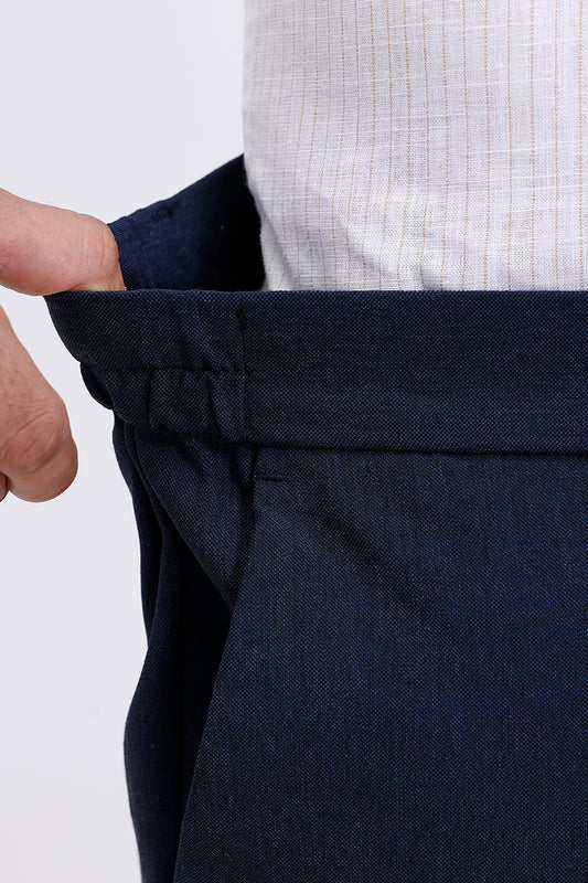 Twilight blue slim fit stretch trousers for men