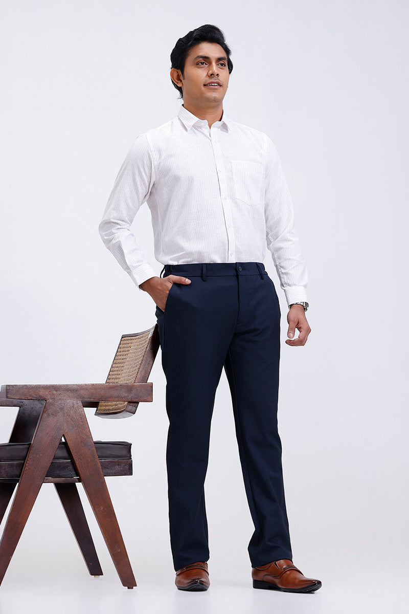 Flexi Fit twilight blue stretchable formal trousers for men