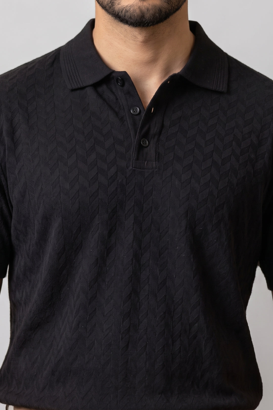 Men's Raven Black Fashion Polo T-Shirt.