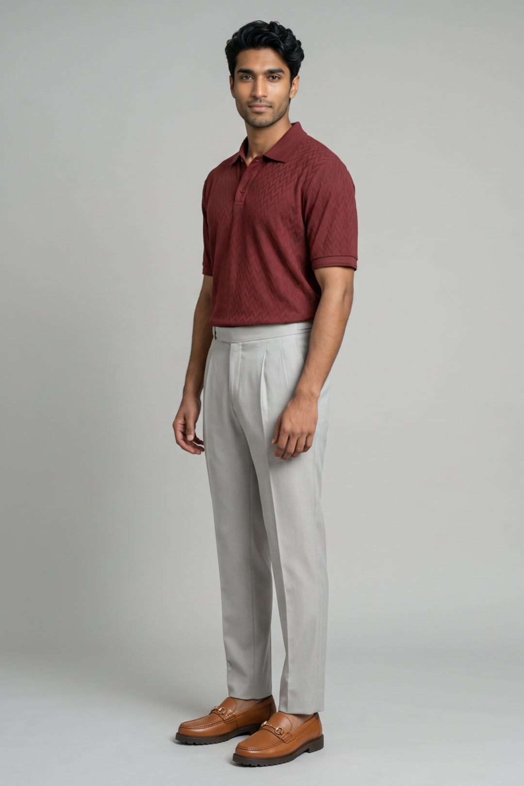Light Ash Grey Gurkha Pants for Men,