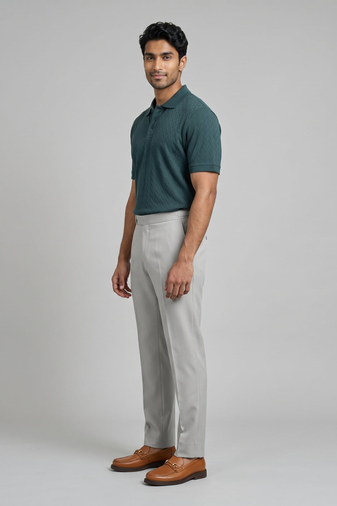 Light Ash Grey Gurkha Trouser Combo for Men