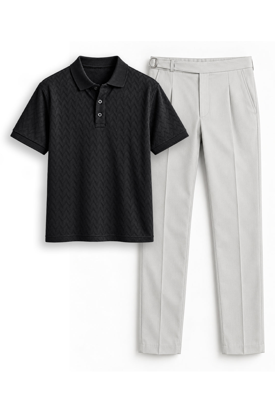 Raven Black T-Shirt With Off White Trouser Combo.