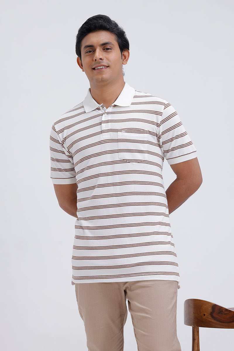 Ariser Mens Striped Polo Collar T-Shirt