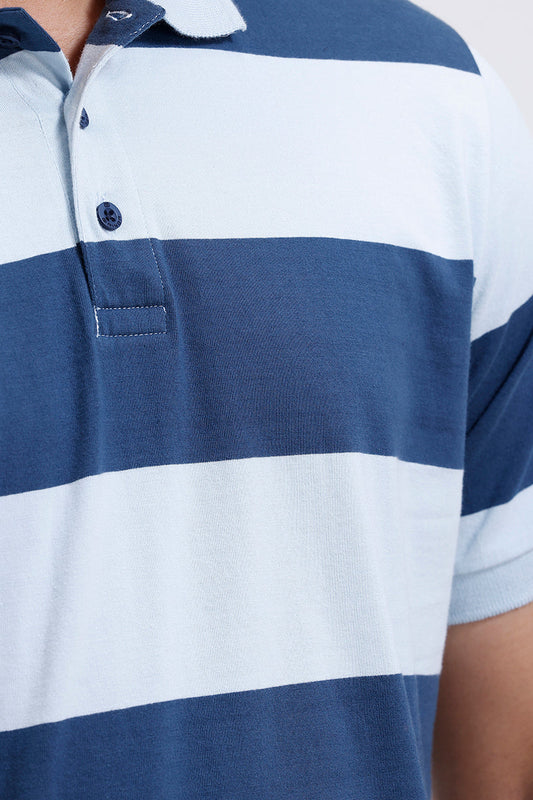 blue stripe polo t shirt men