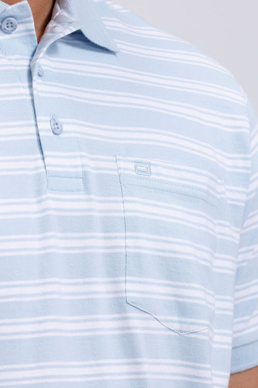 sky blue striped polo t shirt men